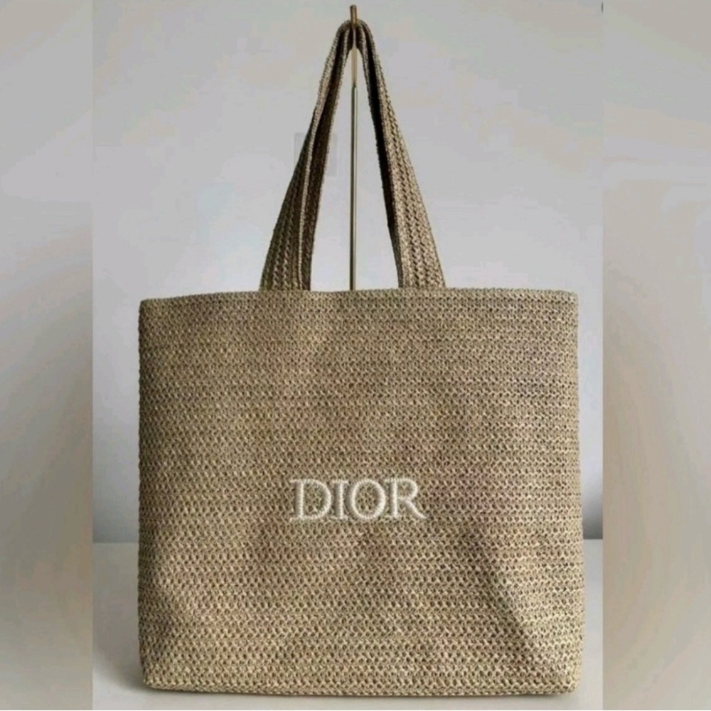 DIOR beauty Natural Raffia Tote; NWOT - Picture 7 of 15